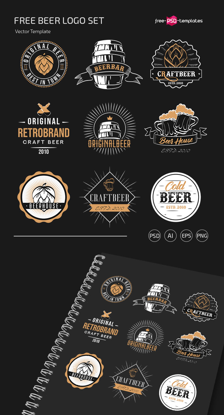 beer Free Template Logo Set Template