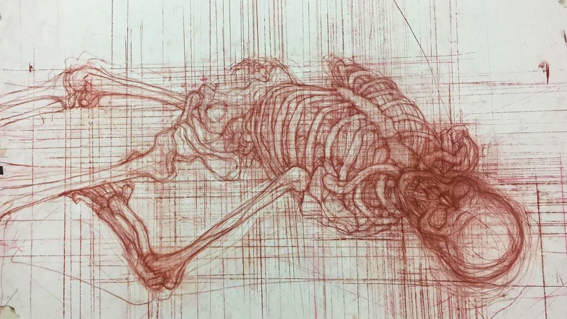Drawing  Fine Arts  painting   skeleton academic art academicism anatomy risd efs Hyper-Realism