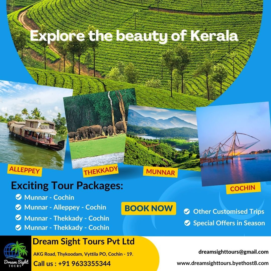 Travel Kochi Munnar alleppey houseboat Thekkady Cochin Kerala Tour Packages kerala tourism kerala travel packages