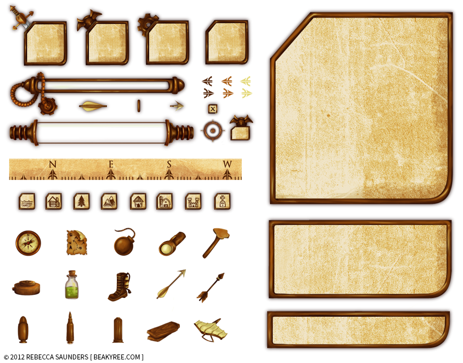 user interface GUI HUD UI textures map STEAMPUNK icons