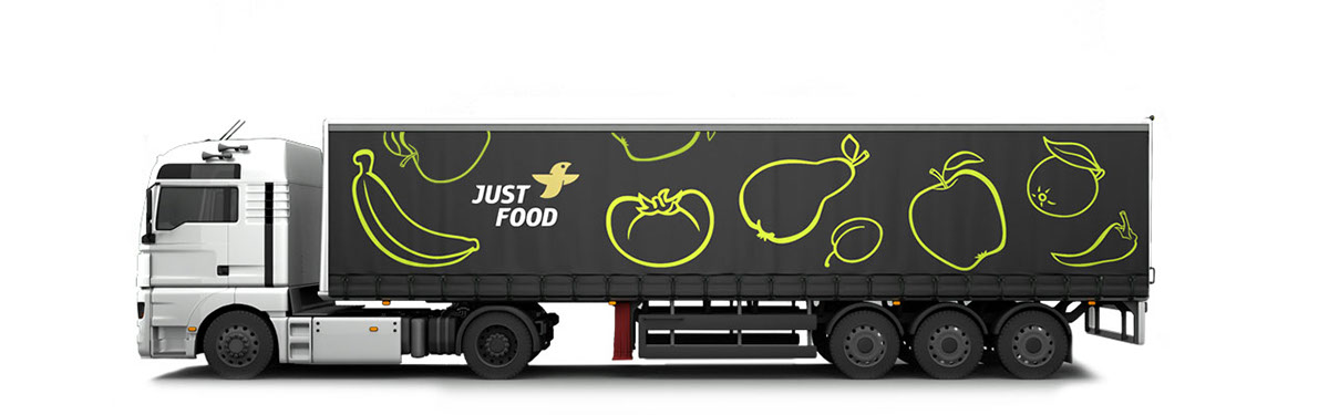 brand justfood packing ad products image logo