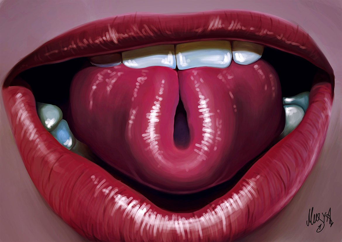 art illustrations doc Paintings lips tongue teeth lsd Drugs red hole detals woman