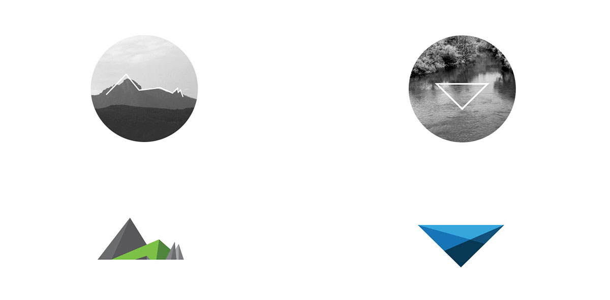 visual identity logo corporate branding blue grean Nature mountain water Illustrator