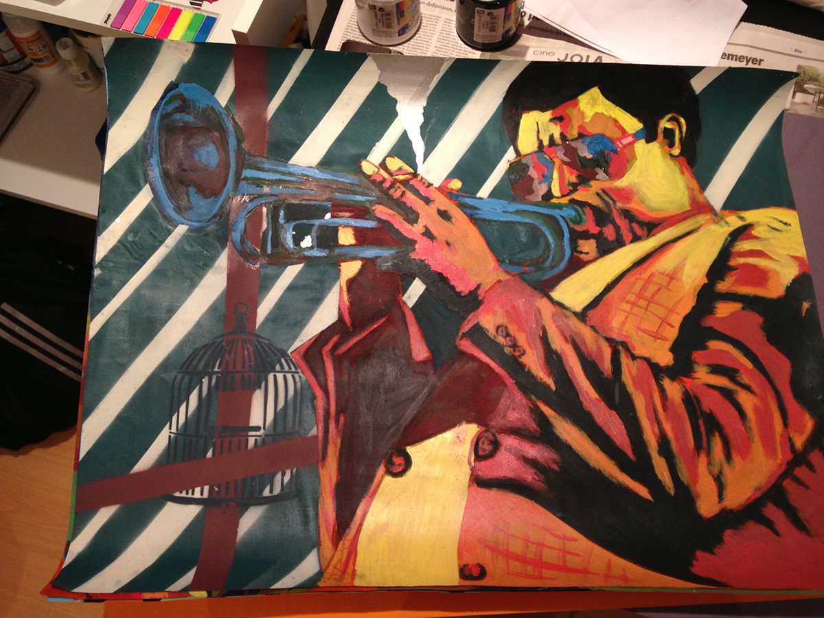 grafite montanna Mtn94 Posca jazz blues trumpet paint streetart urban art Urban musica