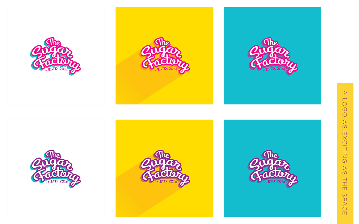 sugar factory Fun nightclub club lounge Nightlife party design logo Custom Candy illustrate draw interiors