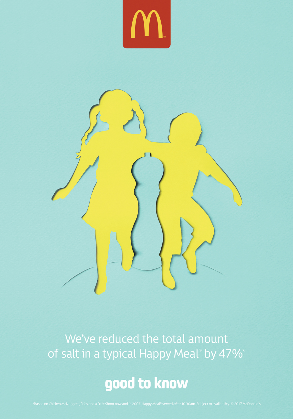 paper papercut optical illusion mcdonald's Happy Meal negative space papercraft yellow kids McDonalds