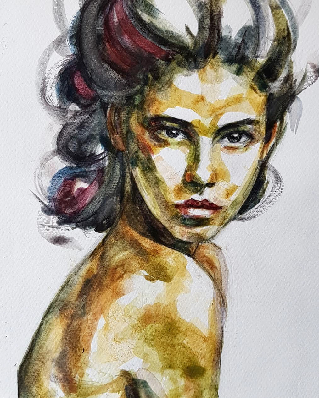 watercolor portrait painting  