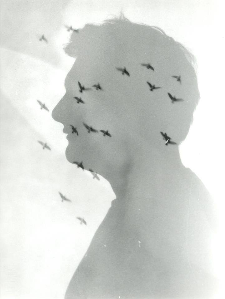 Silhouettes double exposures portrait people Landscape Nature sea water black and white 35mm film Analogue faces Nature birds exposures