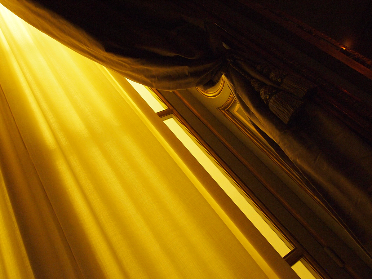 yellow black curtain glow sunset satin soft wave contrast light dark