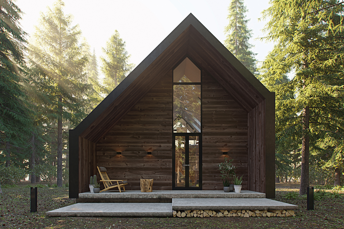 architecture forest house wood CG