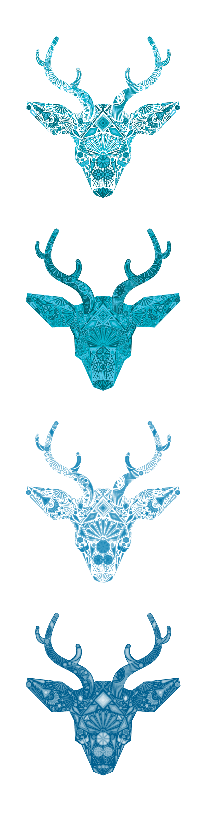 deer venado mexico Mexican indigenous culture peyote God creation antler vector blue green