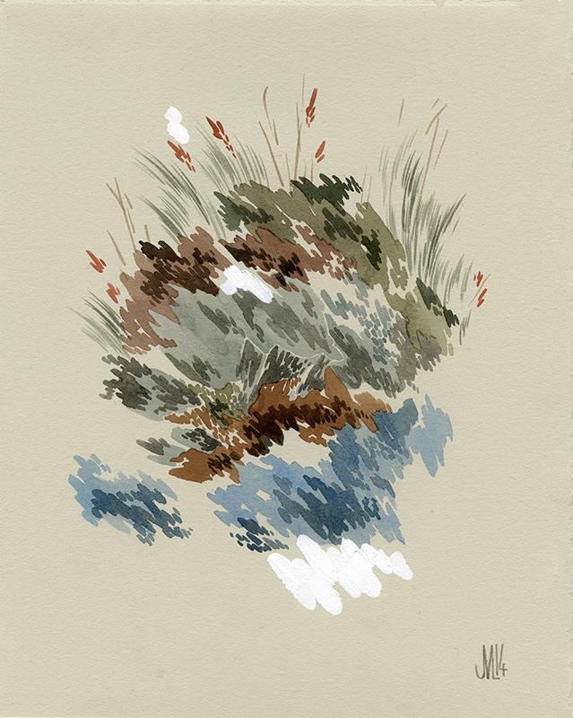 LANDSCAPE ILLUSTRATION fragmented landscape watercolor illustration whimsical illustration trees Flowers rock formations