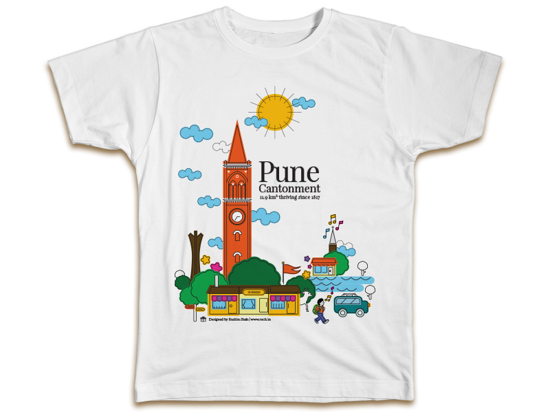 PUNE poster heritage Cantonment colours history city India flat flatdesign linedrawing