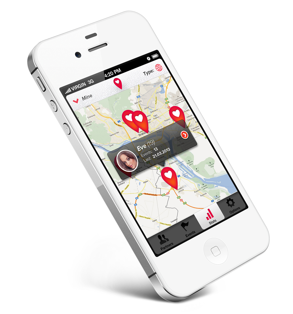 partner tracker app application ios android iphone UI user interface ux