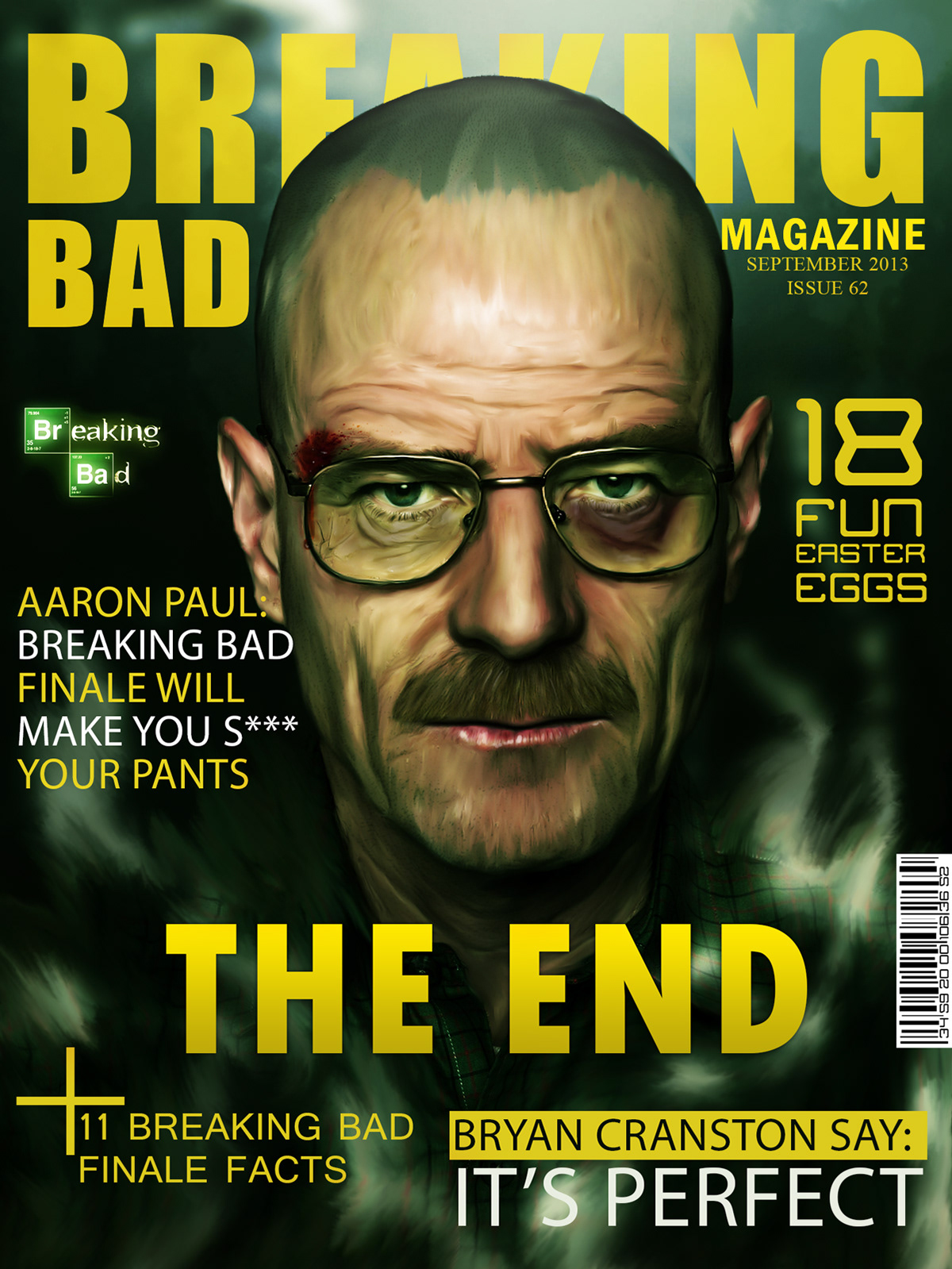 breaking bad retouch yellow green tv Walter White AMC magazine cover