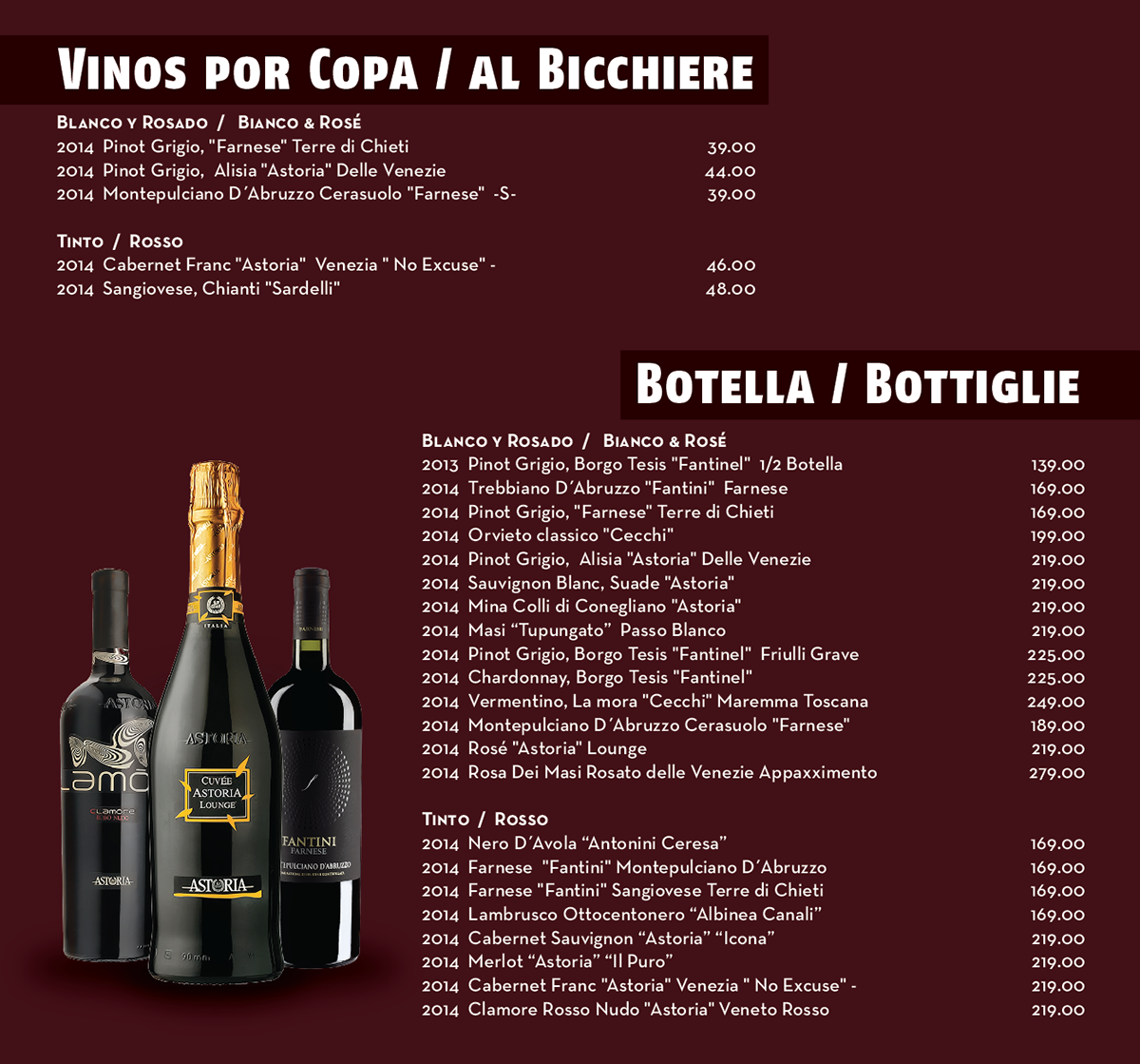 vino wine Copa botella bottle menu