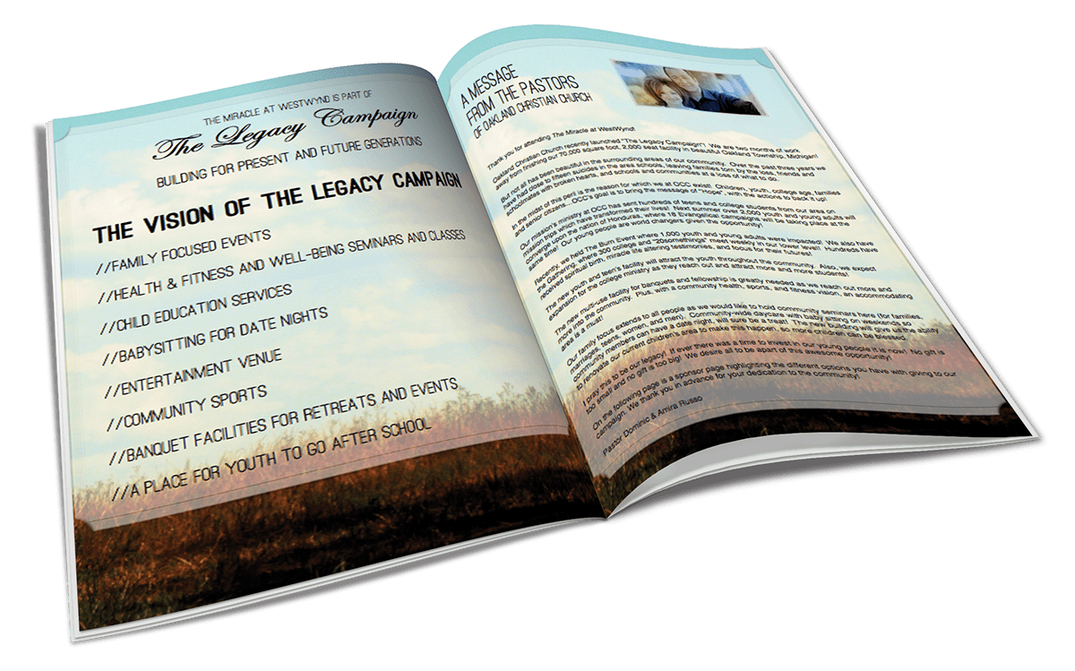 oakland Christian church miracle at westwynd golf Outing registration brochure bwr design online form wufoo