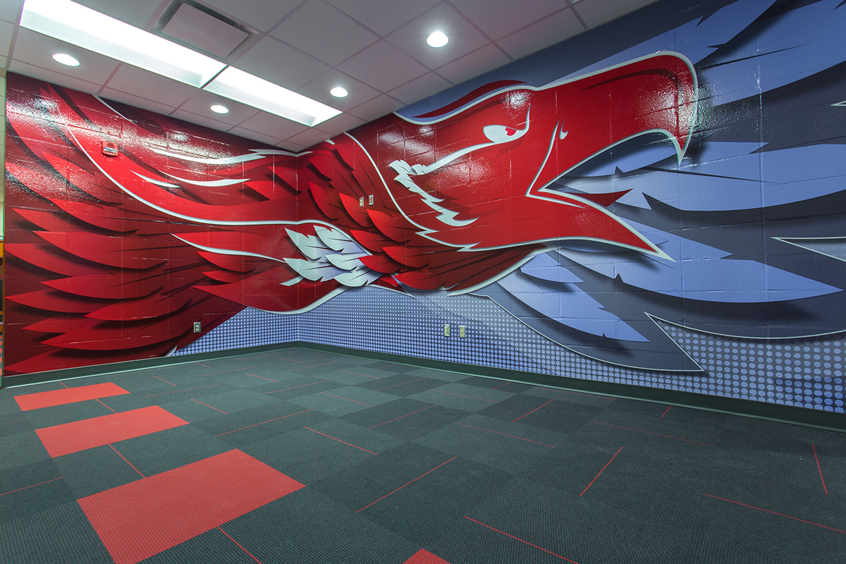 locker room basketball sports design EGD Experiential Graphic Design Environmental Graphic Design Interior Wisconsin school