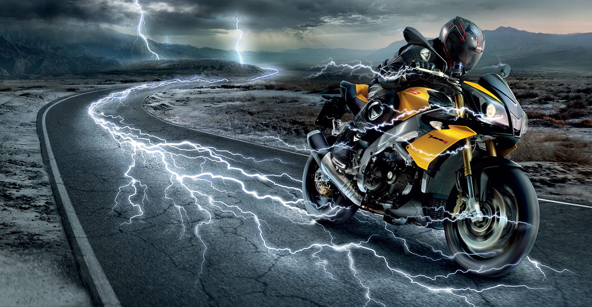 Aprilia tuono ride lightning storm road thunder motorcycle speed lsd