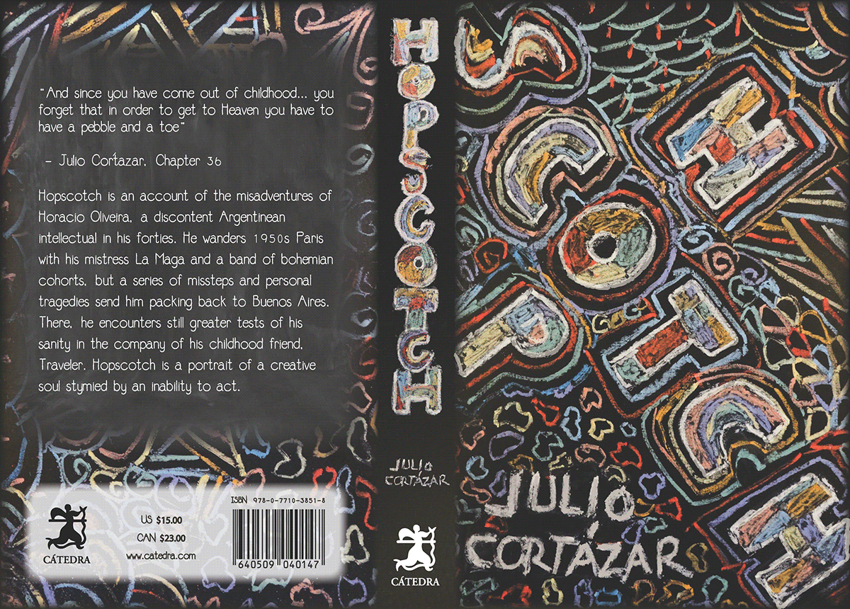 book cover bookcoverdesign chalk hopscotch Julio Cortázar Madebyhand typography  