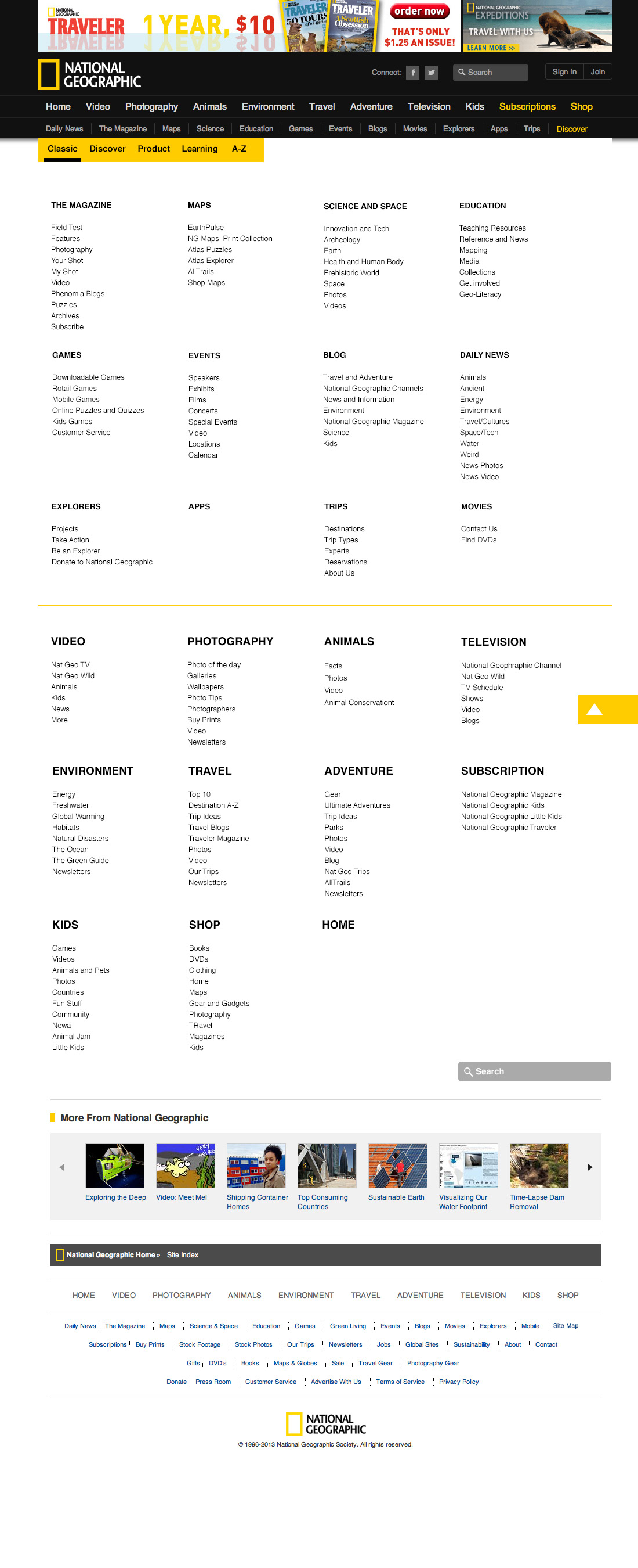 national geographic  site map  web  design