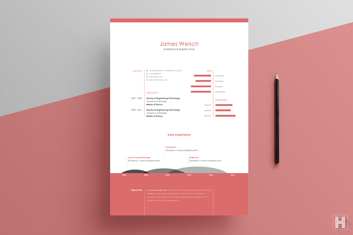 Resume a4 career CV cover letter design template portfolio professional