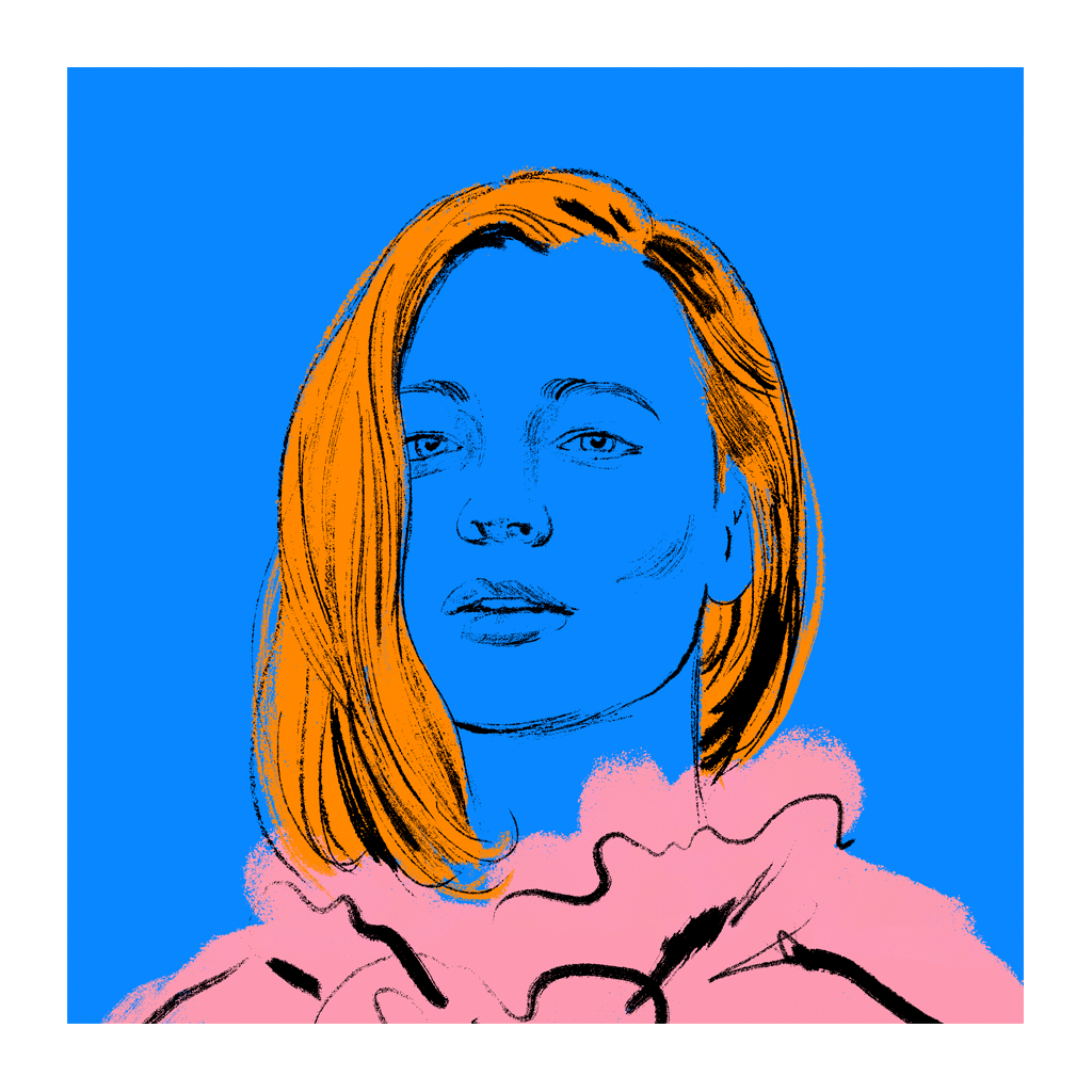 adobre fresco blue and orange bright palette hbo iPad drawing portrait succession