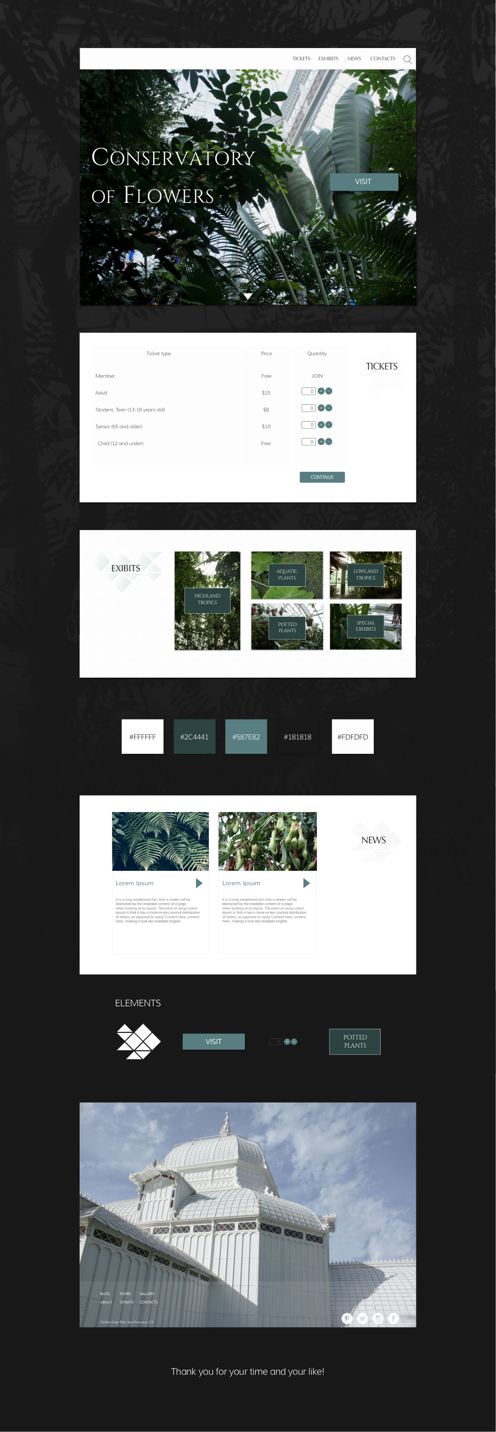 Flowers UI/UX Website concept museum green Interface