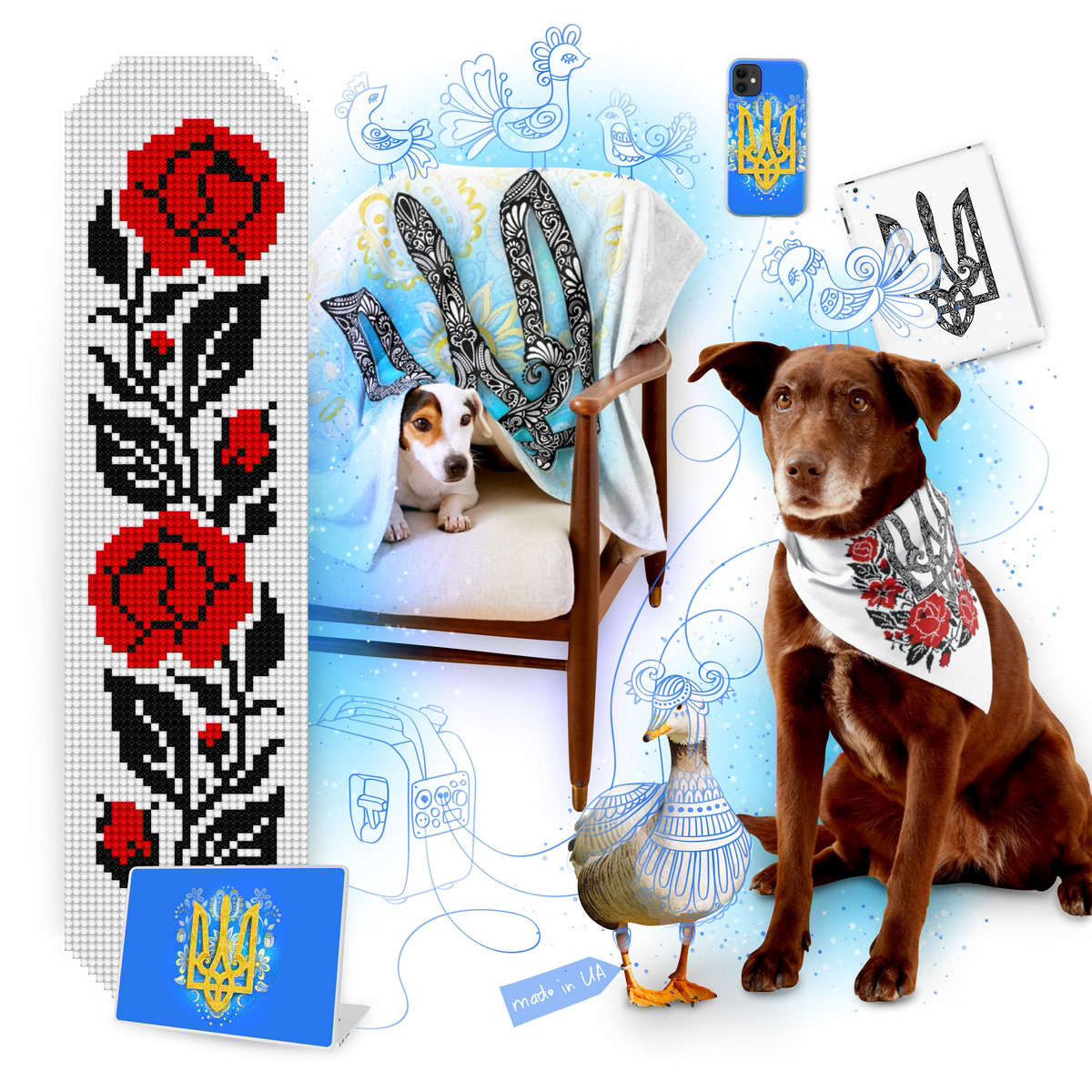 Cross-stitch digital illustration Embroidery Ethnic ornament tryzub ukraine Ukrainian ethnics ukrainian trident vector