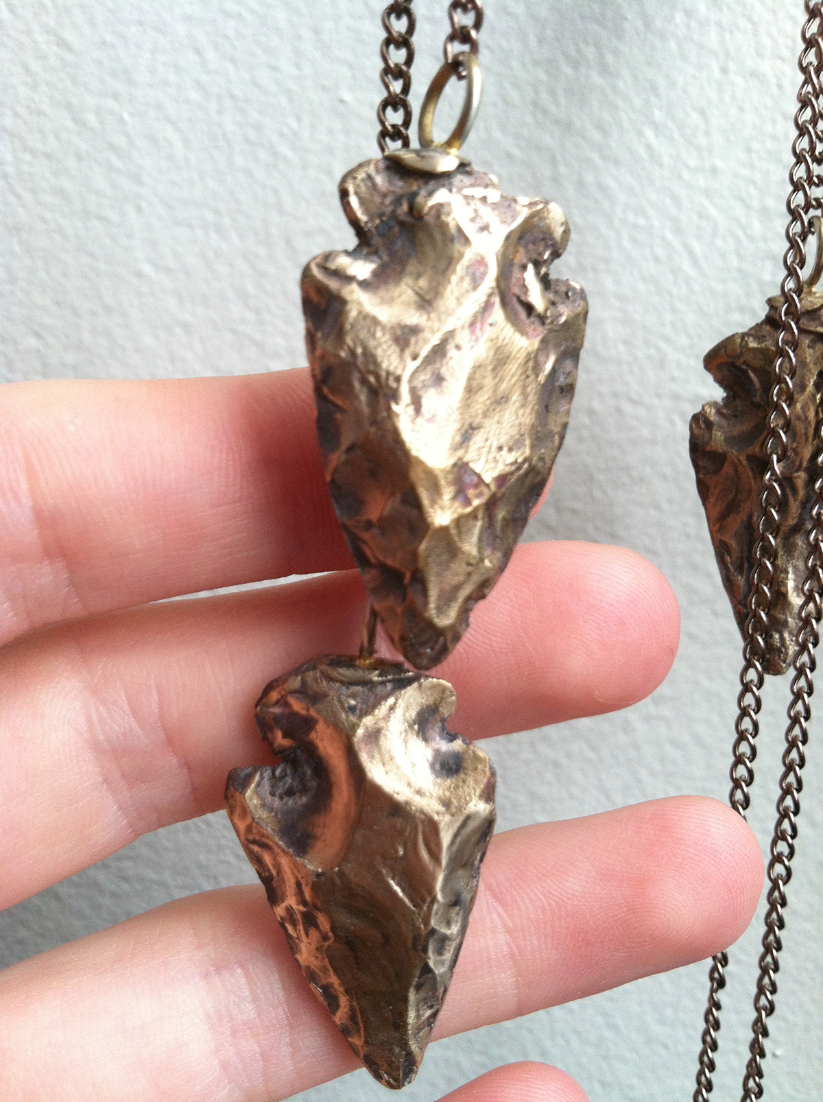 Necklace bronze sterling silver long chain arrow arrowhead