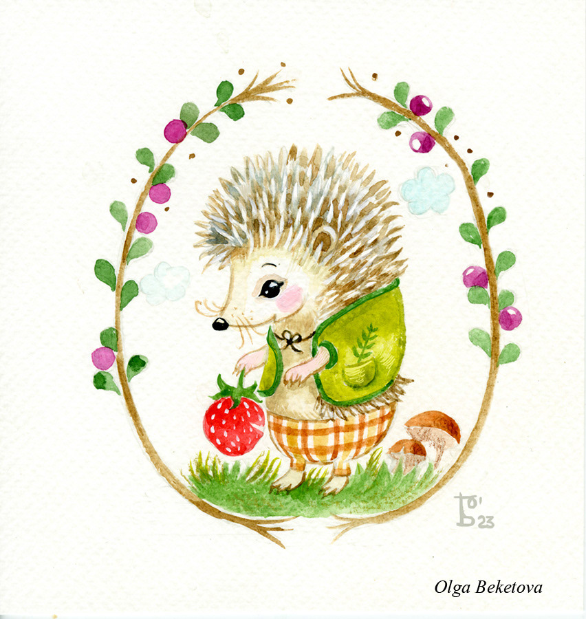 ILLUSTRATION  artwork Drawing  artist watercolor portrait Nature Hedgehog cute Character design 