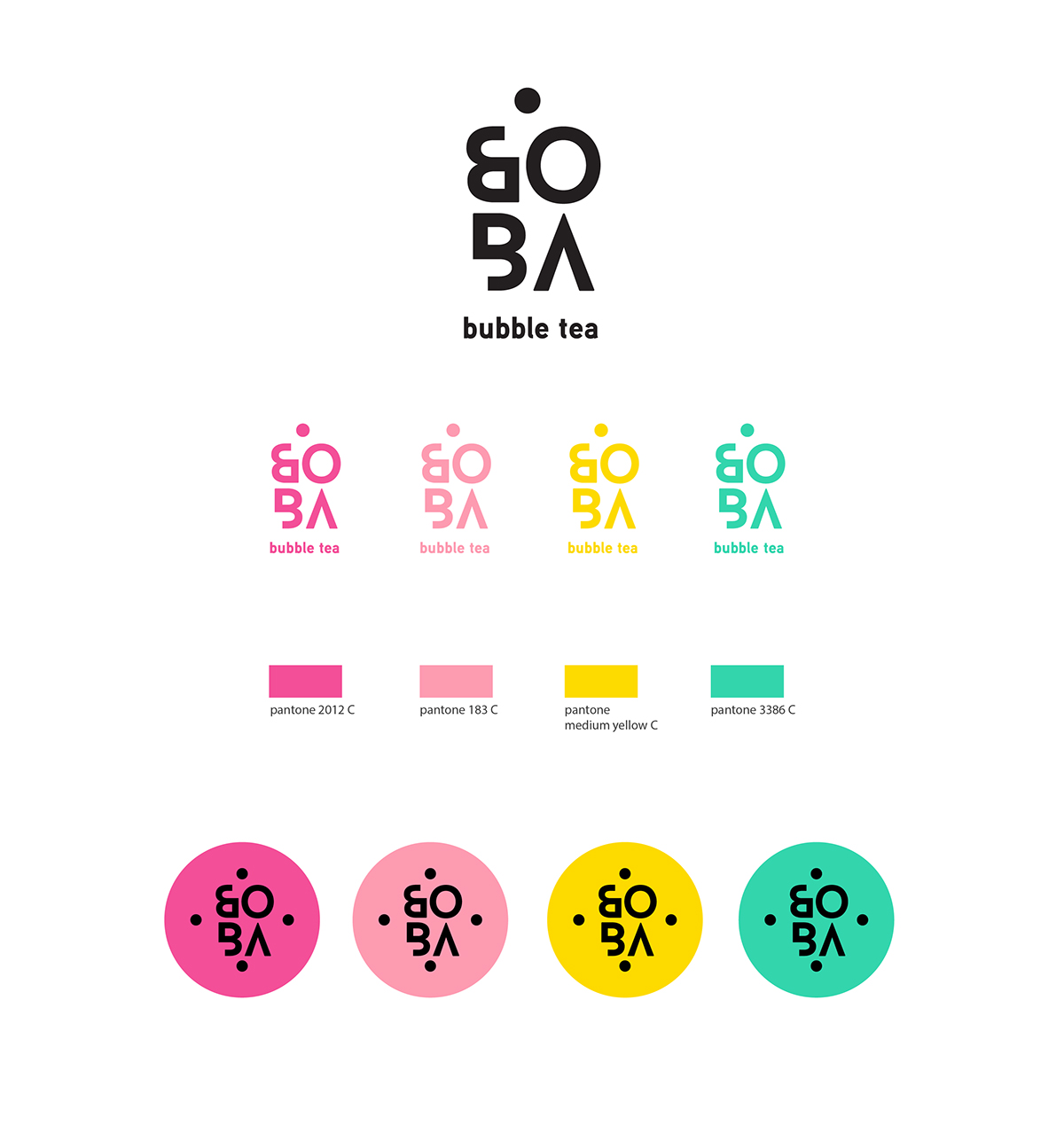 logo bubble tea fruits Colourful  pattern menu design