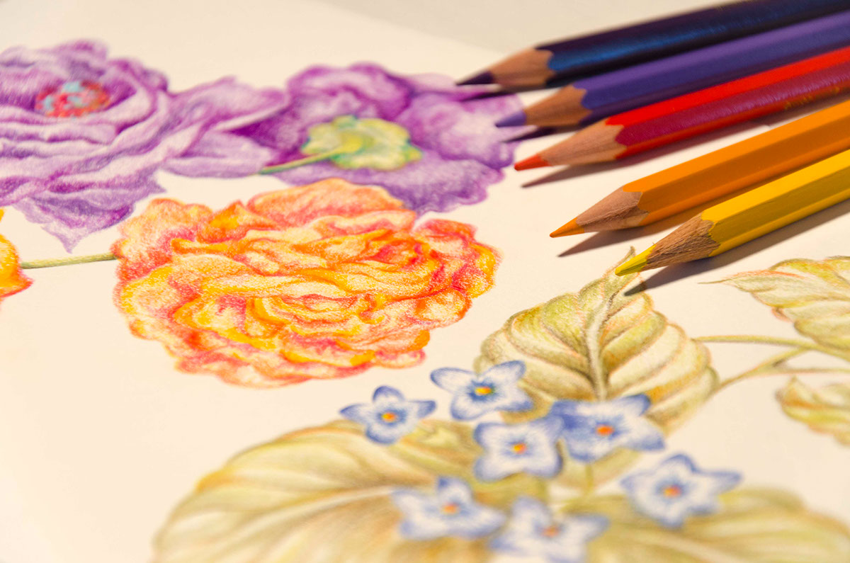 floral pattern art colors paper sketch FINEART pencil