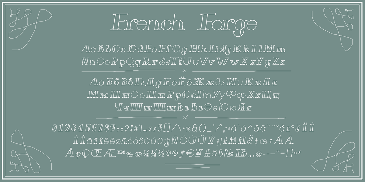 free type Typeface font download decorative airy light italic French forge MyFonts