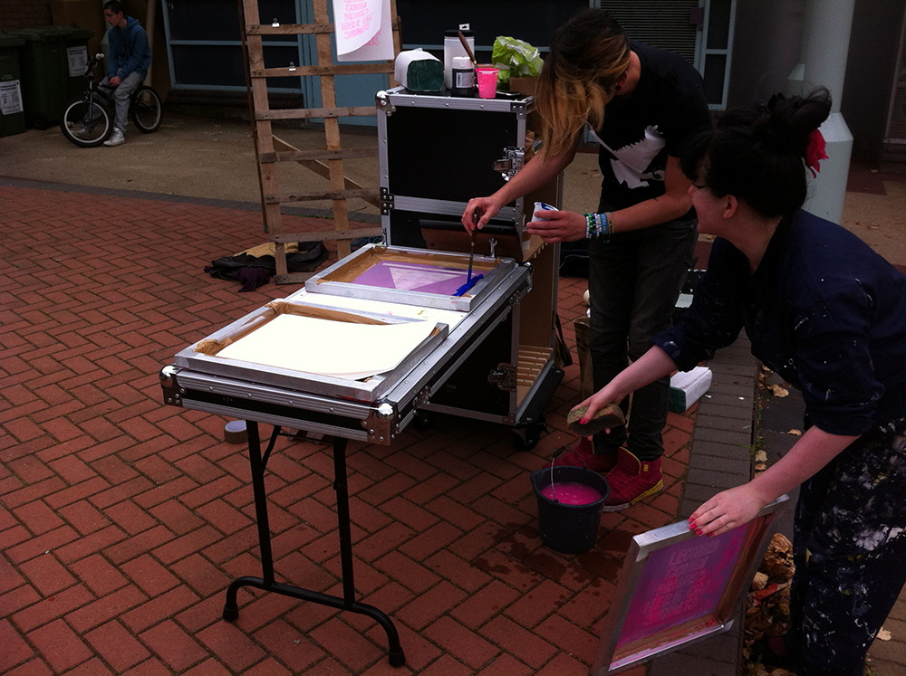 Screenprinting mobile print Workshop participatory public