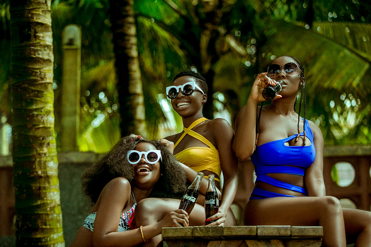 beach bikini swim suit vacation coke Coca Cola Sunglasses Shades happy girls