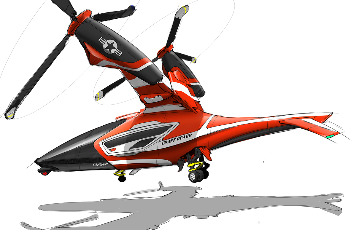 Aircraft photoshop sketch design rescue chooper helicopter VTOL
