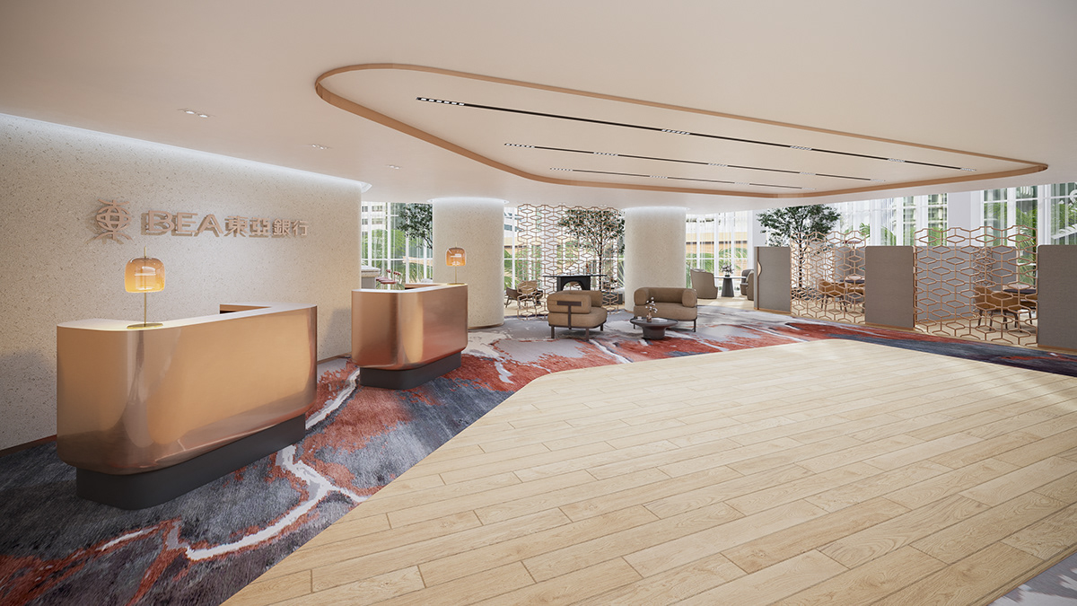 Bank Interior Interior Visualization Lobby reseption visualization
