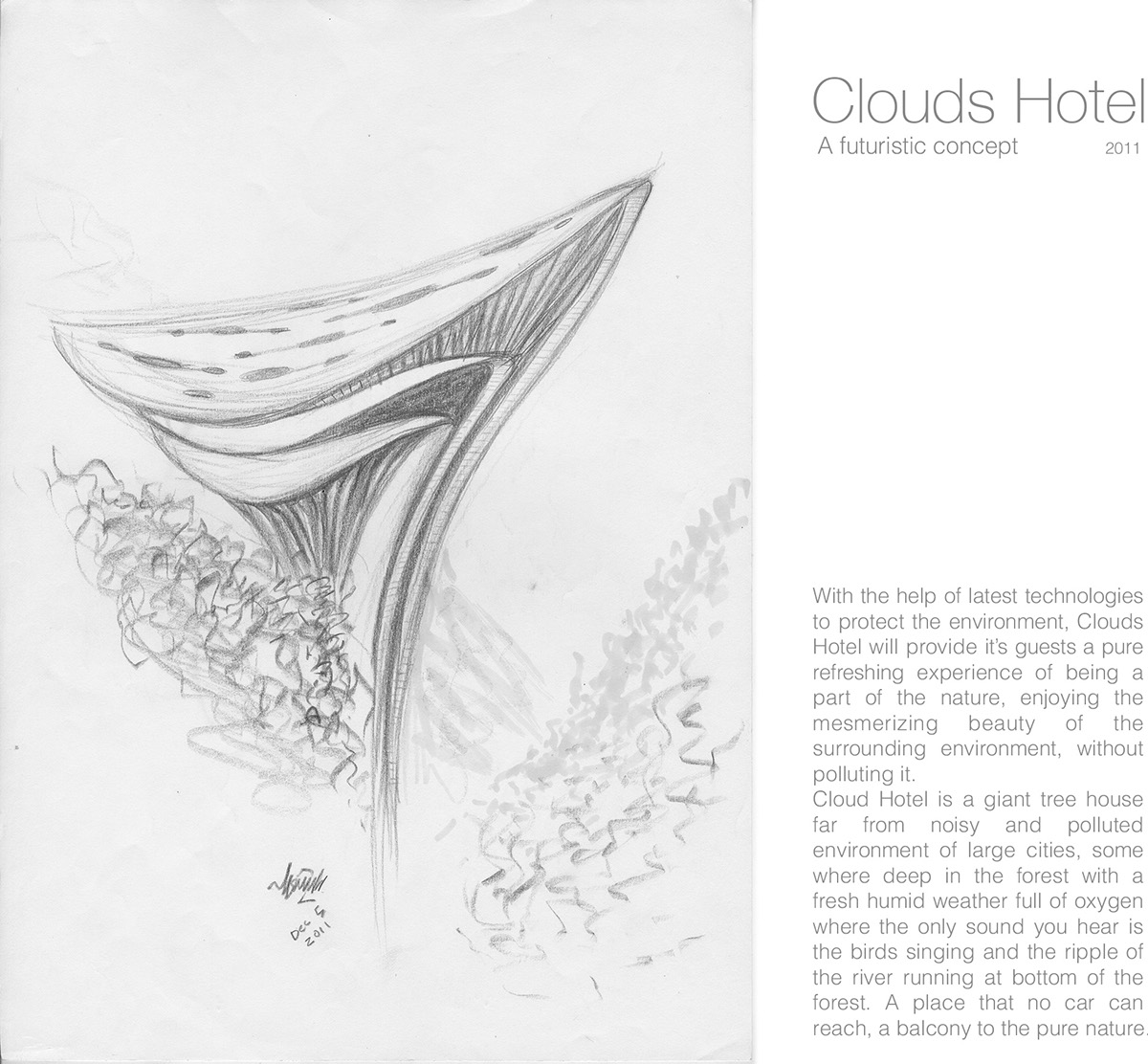 sketches earbud earphone ipod shuffle drill hotel Clouds Hotel Futuristic concept doodle sustainable energy