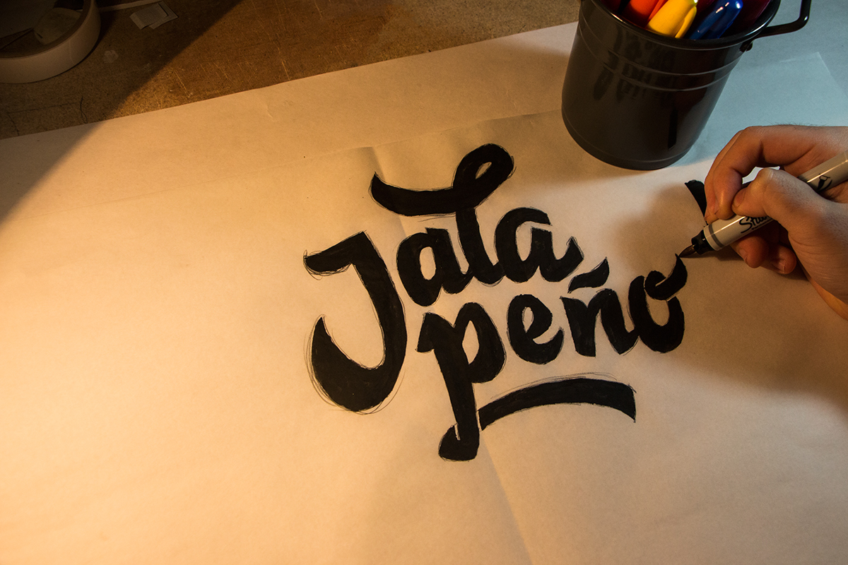 lettering pepper jalapeno slashes