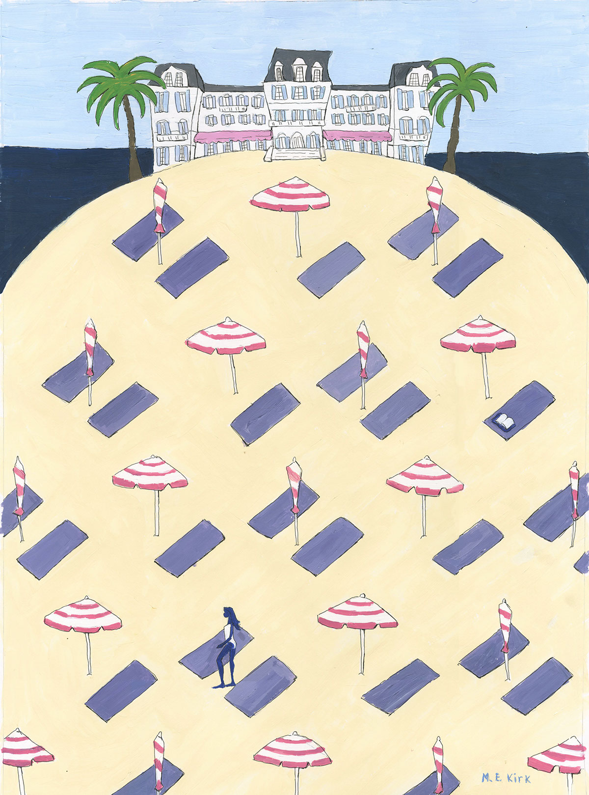 hotel Palm Trees beach towel Umbrella woman Fitzgerald Tender is the night pattern print