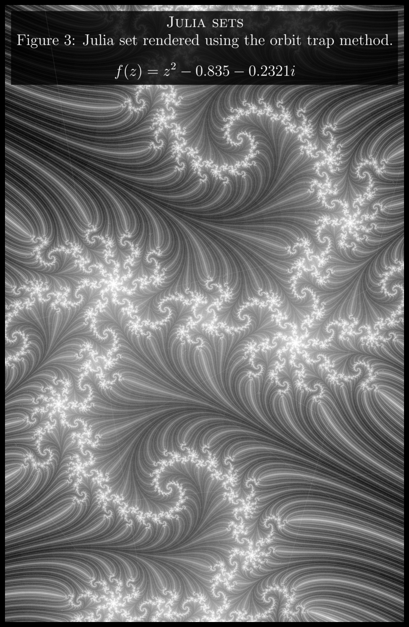 fractal Julia sets b&w math poster snowflake