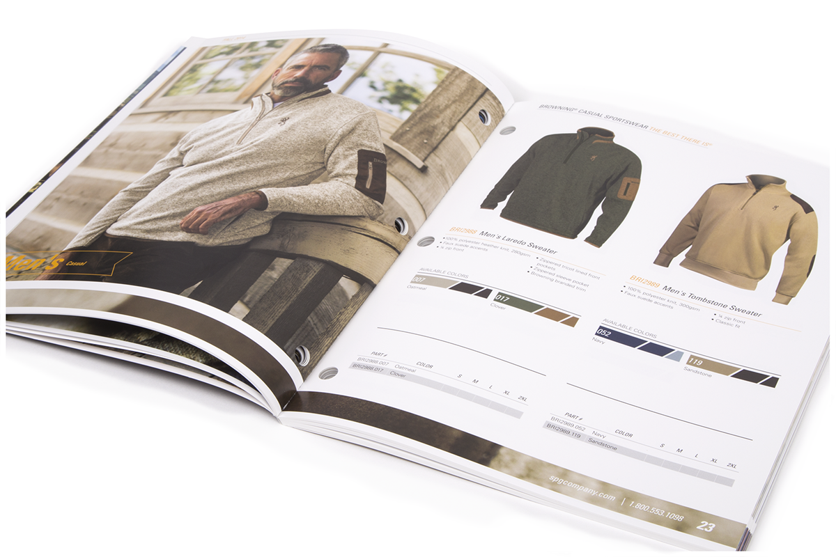 Adobe Portfolio catalog print Layout browning apparel