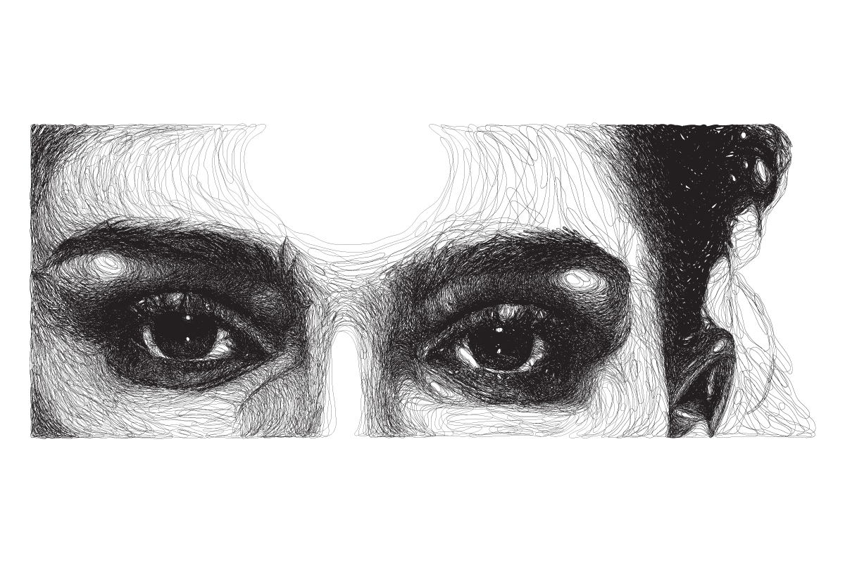 Black&white lines portrait vector