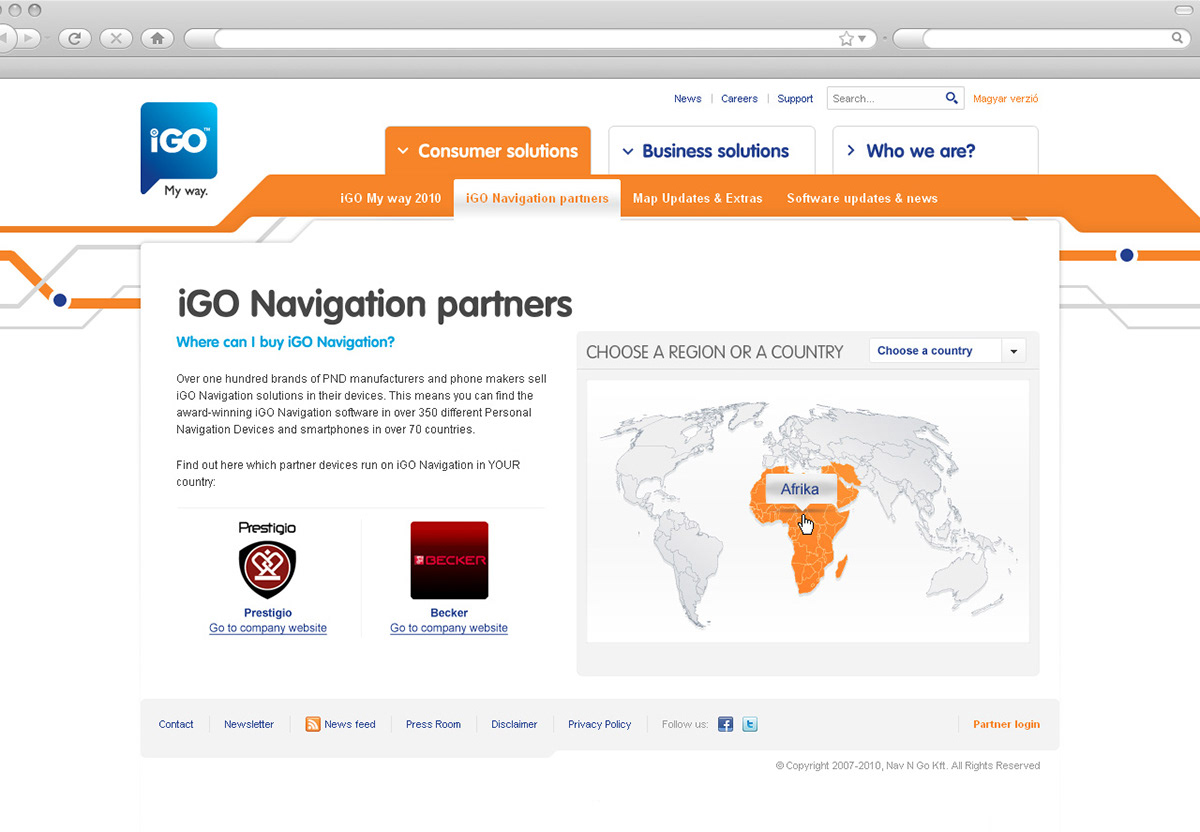 iGo navigation Webdesign
