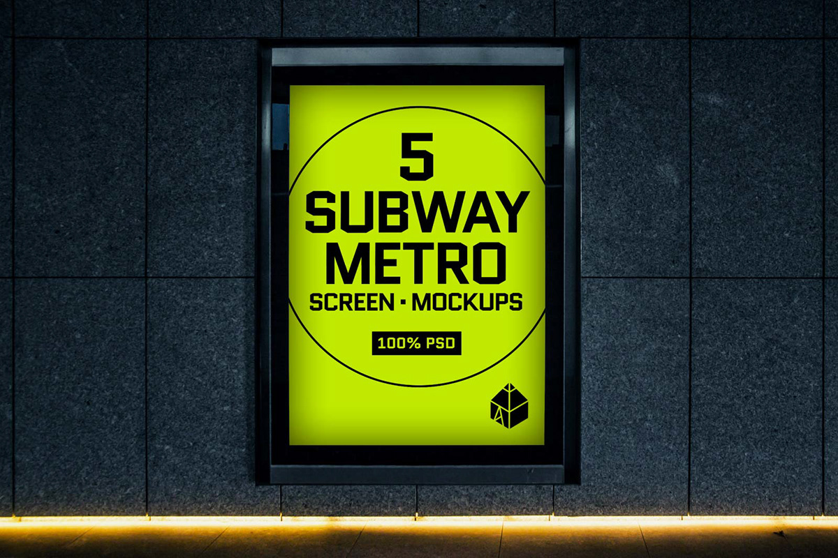 Mockup mock-up London underground tube metro poster screen advertisement subway