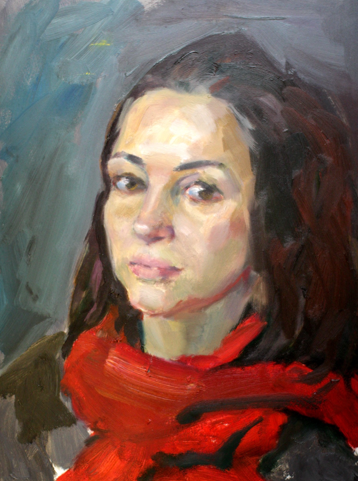 Oil on panel portrait painting   oil study