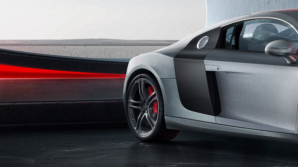 Audi R8 simple CGI automotive   hyper real Render visualisation colorfull red