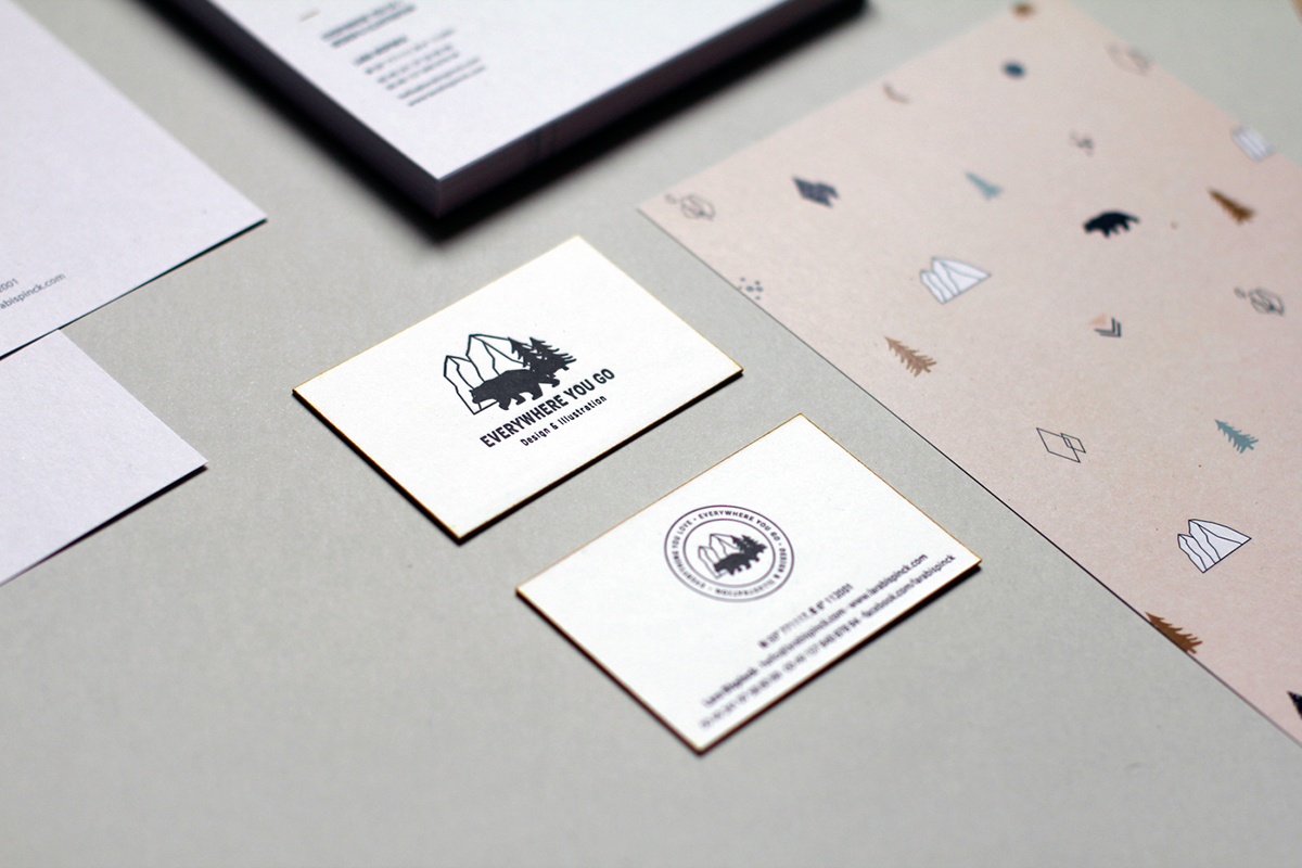 business card bear mountains pattern Nature logodesign