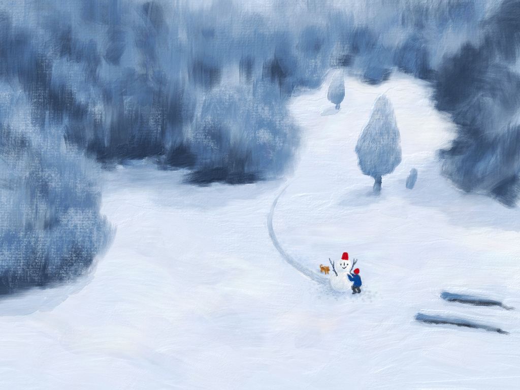 adobefresco animation  dog ILLUSTRATION  Landscape snow snowman イラスト 描画 繪圖